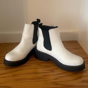 Madden Girl White and Black Ankle Booties
